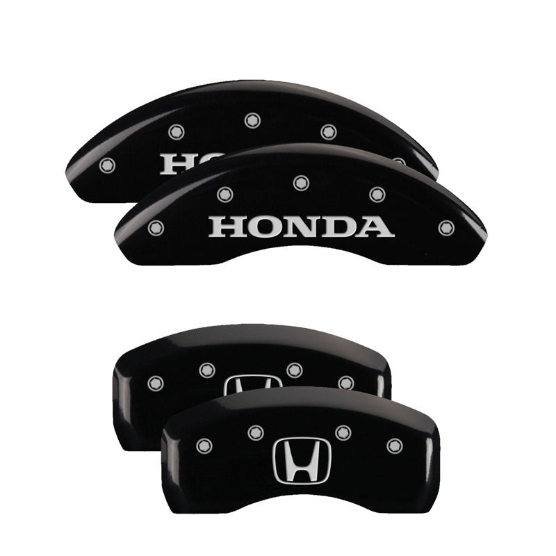 MGP 4 Caliper Covers Engraved Front Honda Rear H Logo Black Finish Silver Char 2018 Honda Accord - 20224SHOHBK