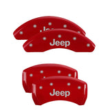 MGP 4 Caliper Covers Engraved Front & Rear JEEP Red finish silver ch - 42007SJEPRD