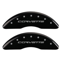 MGP 4 Caliper Covers Engraved Front & Rear C6/Corvette Black finish silver ch - 13083SCV6BK
