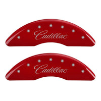 MGP 4 Caliper Covers Engraved Front Cadillac Engraved Rear XTS Red finish silver ch - 35008SXTSRD