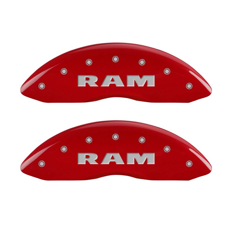 MGP 4 Caliper Covers Engraved Front & Rear RAM Red finish silver ch - 55001SRAMRD
