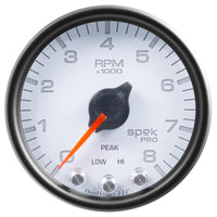 Autometer Spek-Pro Gauge Tach 2 1/16in 8K Rpm W/ Shift Light & Peak Mem Wht/Blk - P33412