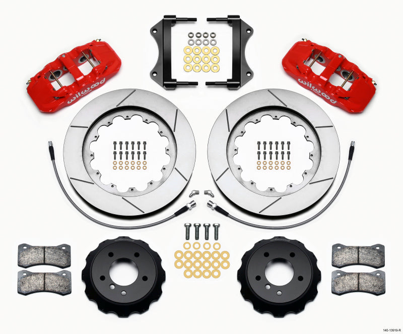Wilwood AERO6 Front Hat Kit 15.00 Red 2007-2011 BMW E90 Series w/Lines - 140-13919-R