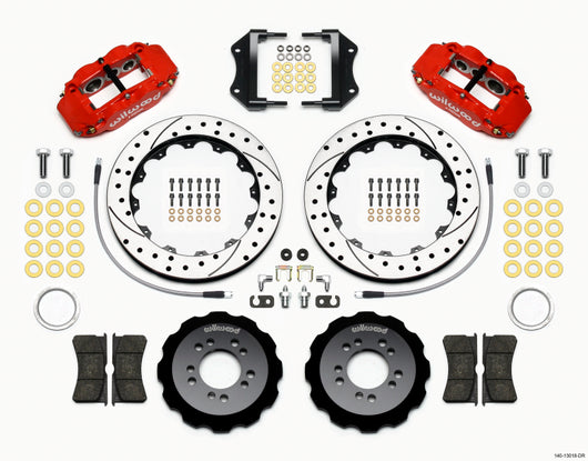 Wilwood Narrow Superlite 6R Front Hat Kit 12.88in Drill Red 2013-Up Ford Focus ST w/ Lines - 140-13018-DR