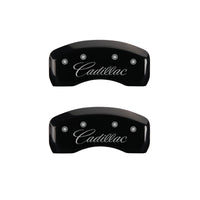 MGP 4 Caliper Covers Engraved Front & Rear Cursive/Cadillac Black finish silver ch - 35021SCADBK