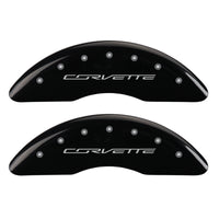 MGP 4 Caliper Covers Engraved Front & Rear C7/Corvette Black finish silver ch - 13084SCV7BK