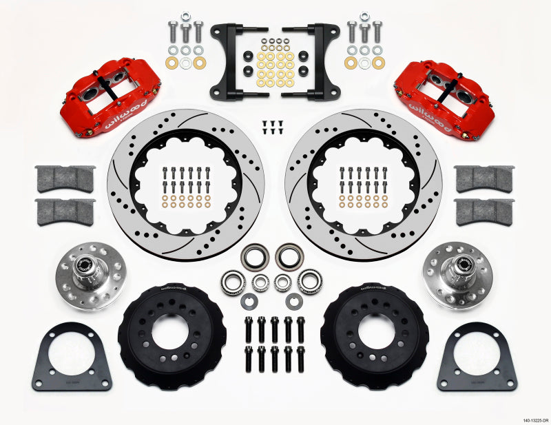 Wilwood Narrow Superlite 6R Front Hub Kit 14.00in Drill Red TCI-IFS 71-78 (Pinto Based) - 140-13225-DR