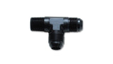 Vibrant -8AN x 3/8in NPT Flare to Pipe On Run Tee Adapter Fitting - Aluminum - 10473