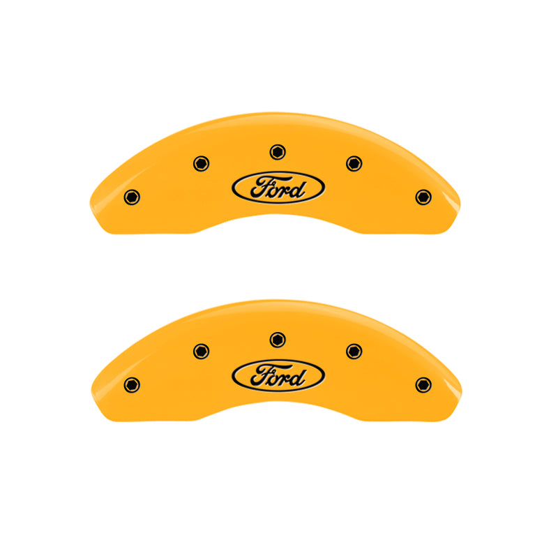 MGP Front set 2 Caliper Covers Engraved Front Oval logo/Ford Yellow finish black ch - 10011FFRDYL