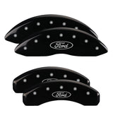 MGP 4 Caliper Covers Engraved Front & Rear Oval logo/Ford Black finish silver ch - 10081SFRDBK