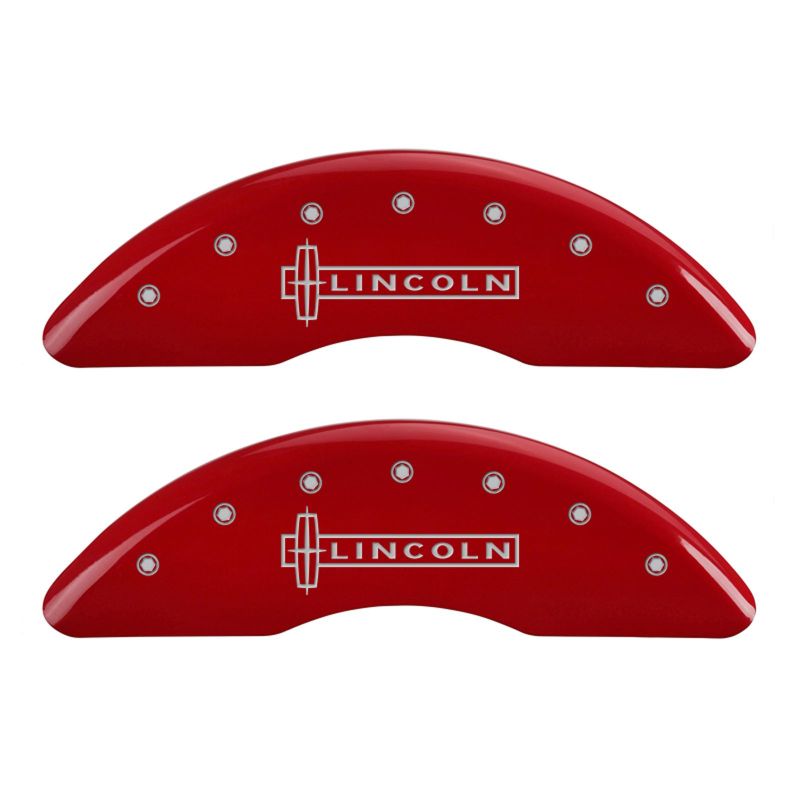 MGP 4 Caliper Covers Engraved Front Lincoln Engraved Rear Star logo Red finish silver ch - 36010SLC1RD