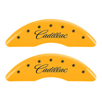 MGP 4 Caliper Covers Engraved F & R Cursive/Cadillac Yellow Finish Black Char 2017 Cadillac CT6 - 35026SCADYL