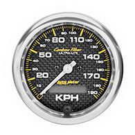 Autometer Carbon Fiber 85.7mm 190 KPH Range Speedometer Elect. Programmable Gauge - 4787-M