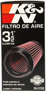 K&N Filter Universal Rubber Filter 3 1/2 inch Flange 4 5/8 inch Base 3 1/2 inch Top 7 inch Height - RU-3130