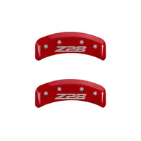 MGP 4 Caliper Covers Engraved Front Gen 4/Camaro Engraved Rear Gen 4/Z28 Red finish silver ch - 14026SZ84RD