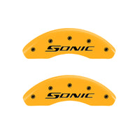 MGP Front set 2 Caliper Covers Engraved Front Sonic Yellow finish black ch - 14213FSNCYL