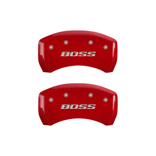 MGP Rear set 2 Caliper Covers Engraved Rear Boss Red finish silver ch - 10010RBSSRD
