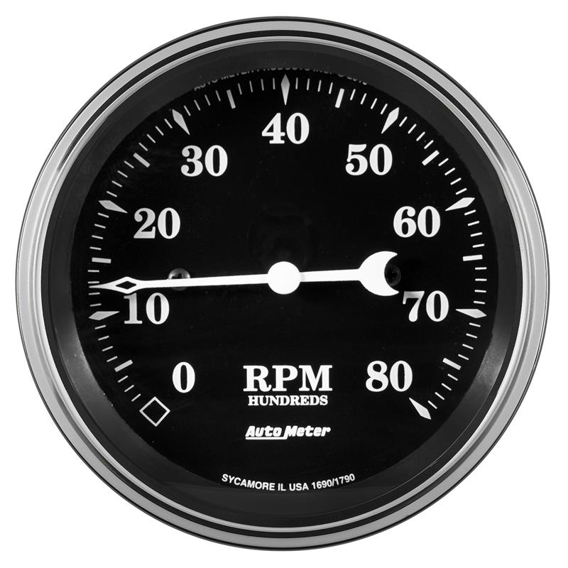 Auto Meter Gauge Tachometer 3 3/8in 8k RPM In-Dash Old Tyme Black - 1790