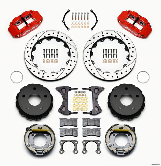 Wilwood Narrow Superlite 4R Rear P-Brk Kit 12.88in Drilled Red Big Ford 2.38in Off Bronco 5 x 5.50 - 140-13665-DR