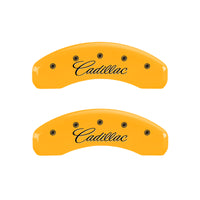 MGP 4 Caliper Covers Engraved F & R Cursive/Cadillac Yellow Finish Black Char 2007 Cadillac DTS - 35005SCADYL