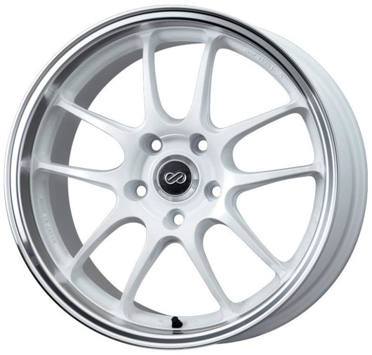 Enkei PF01SS 17x8 5x114.3 50mm Offset 75mm Bore Diameter White w/ Machined Lip - 460-780-6550WM