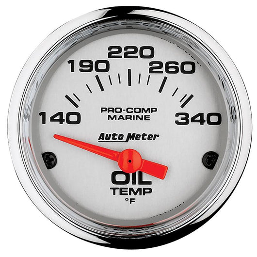 Autometer Marine Chrome Ultra-Lite 2-1/16in Electric Oil Temperature Gauge 140-300 Deg F - 200764-35