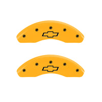 MGP 4 Caliper Covers Engraved Front & Rear Bowtie Yellow Finish Black Char 2019 Chevrolet Equinox - 14247SBOWYL