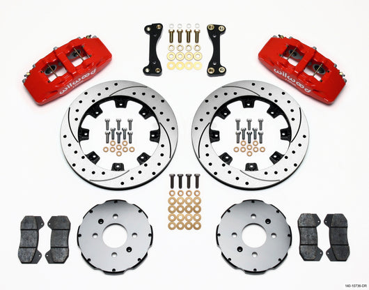 Wilwood Dynapro 6 Front Hat Kit 12.19in Drilled Red 90-99 Civic w/240 mm Disc - 140-10736-DR