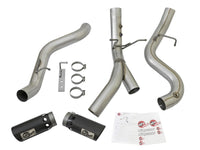 aFe ATLAS 4in DPF-Back Alum Steel Exhaust System w/Dual Exit Black Tip 2017 GM Duramax 6.6L (td) - 49-04086-B