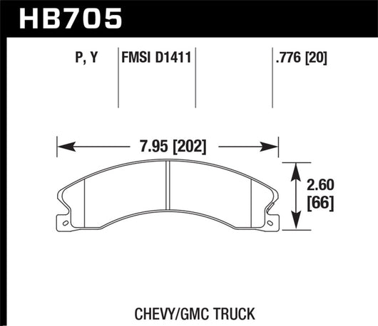 Hawk Chevy/GMC Express/Silverado/Savana/Sierra 15/25/35/4500 SuperDuty Rear Street Brake Pads - HB705P.776