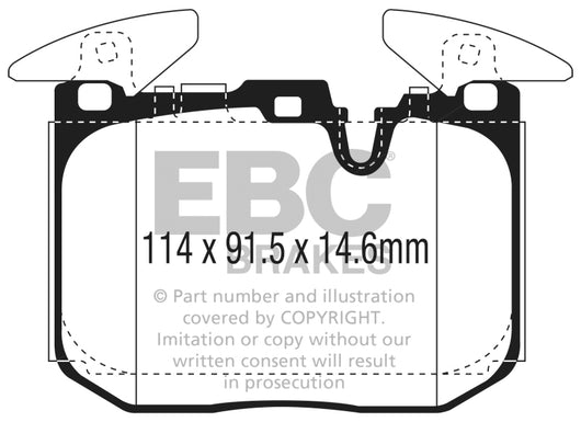 EBC 2014+ BMW I8 1.5L Turbo/Electric Yellowstuff Front Brake Pads - DP42303R
