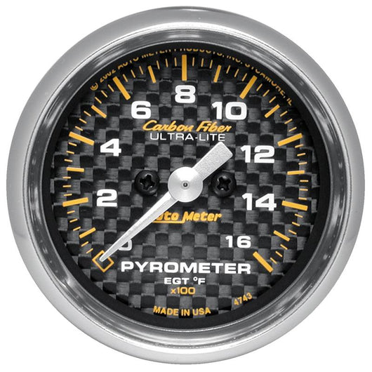 Autometer Carbon Fiber 52mm 1600 Deg F Electronic EGT Gauge Kit - 4744