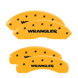 MGP 4 Caliper Covers Engraved Front & Rear WRANGLER Yellow finish black ch - 42007SWRGYL