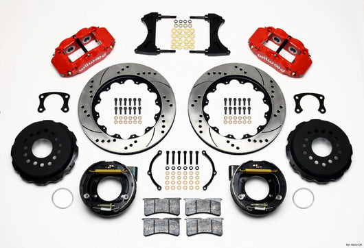 Wilwood Narrow Superlite 4R Rear P-Brk Kit 14.00in Drill Red New Big Ford 2.50in Offset - 140-10012-DR