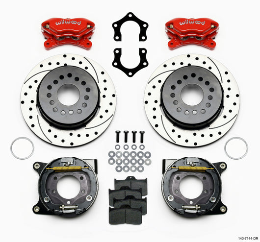 Wilwood Forged Dynalite P/S P-BKit Drilled-Red Mopar/Dana 2.36in Off w/Snap Ring Brng - 140-7144-DR