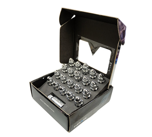 NRG 500 Series M12 X 1.5 Bullet Shape Steel Lug Nut Set - 21 Pc w/Lock Key - Silver - LN-LS500SL-21