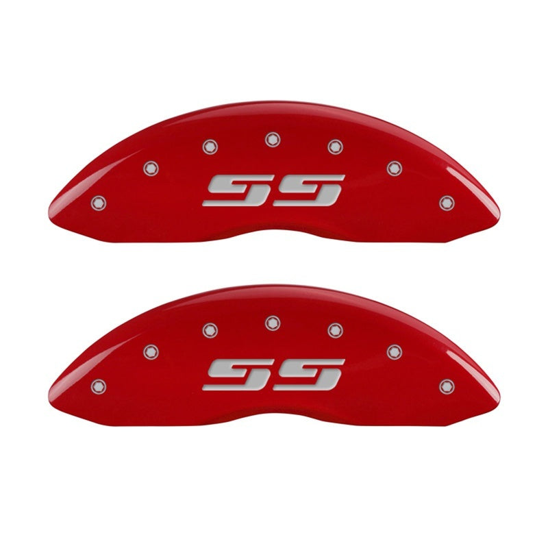 MGP 2 Caliper Covers Eng Front Silverado SS Red Finish Sil Char 2010 Chevy Silverado 1500 - 14207FSS3RD