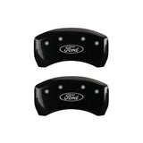 MGP 4 Caliper Covers Engraved Front & Rear Oval logo/Ford Black finish silver ch - 10198SFRDBK