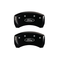 MGP 4 Caliper Covers Engraved Front & Rear Oval logo/Ford Black finish silver ch - 10229SFRDBK