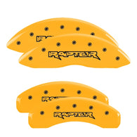 MGP 4 Caliper Covers Engraved Front & Rear Raptor Yellow Finish Black Char 2011 Ford F-150 - 10213SRPTYL