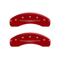 MGP 4 Caliper Covers Engraved Front & Rear Style 2/Chrysler Wing Red finish silver ch - 32021SCW2RD
