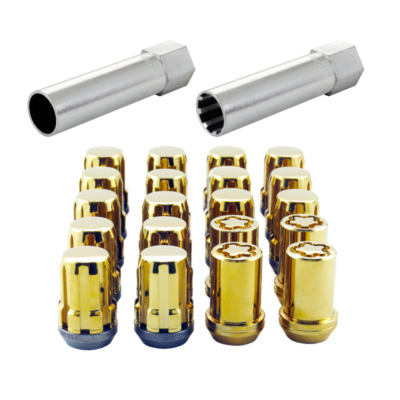 McGard SplineDrive Tuner 5 Lug Install Kit w/Locks & Tool (Cone) M12x1.25 / 13/16 Hex - Gold (CS) - 65554GDC