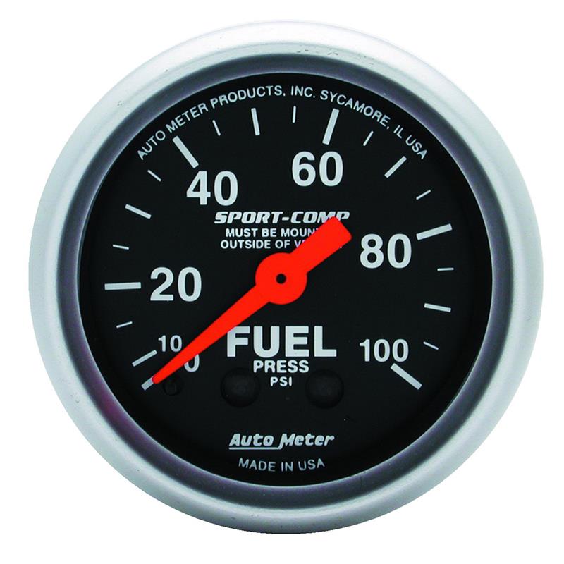 Autometer Sport-Comp 52mm 0-100 PSI Mechanical  Fuel Pressure Gauge - 3312