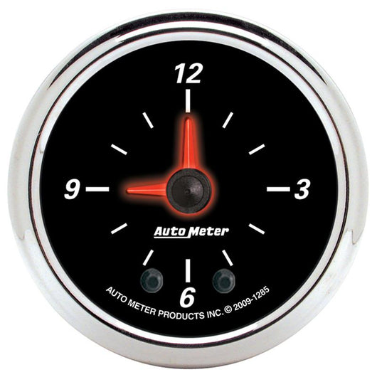 Autometer 52mm Full Sweep Electric 12 Hour Clock (Inc 10.5 ft Tubing or Wiring Harness) - 1285