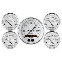 Auto Meter Speedometer 3-3/8in and 2-1/16in 5 Piece Old Tyme White Gauge Kit - 1650