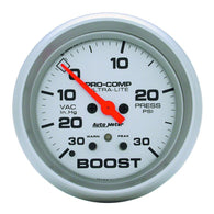Autometer Ultra-Lite 66.7mm Full Sweep Elec 30 IN Hg/30 PSI Vacuum/Boost w/ Peak Memory & Warning - 4477