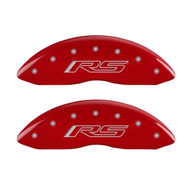 MGP 4 Caliper Covers Engraved Front & Rear Gen 5/RS Red finish silver ch - 14033SRS5RD