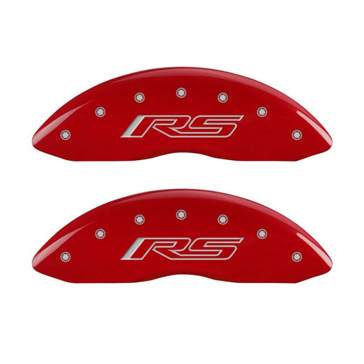 MGP 4 Caliper Covers Engraved Front & Rear Gen 5/RS Red finish silver ch - 14033SRS5RD