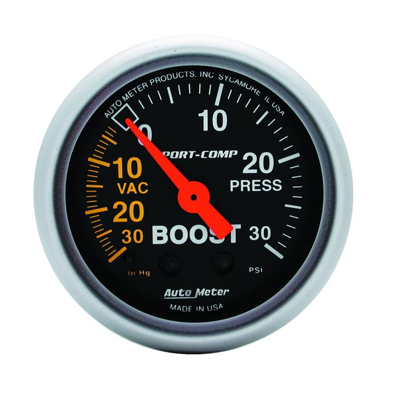 Autometer Sport-Comp 52mm 30 PSI Mechanical Boost Gauge - 3303