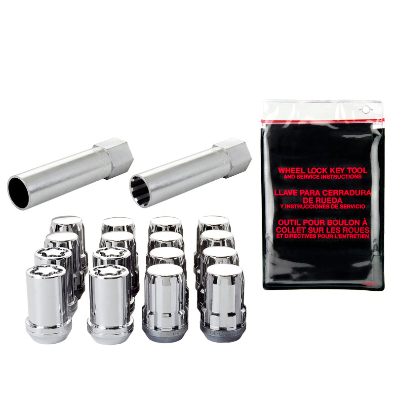McGard SplineDrive Tuner 4 Lug Install Kit w/Locks & Tool (Cone) M12X1.25 / 13/16 Hex - Chrome - 65454